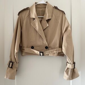 Cropped Trench Jacket Beige Medium
